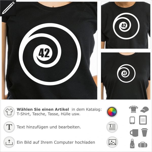 42 Spirale H2G2 Design fr Geeks. Die grosse Frage nach dem Leben, dem Universum und dem ganzen Rest. Gestalte ein T-Shirt H2G2.