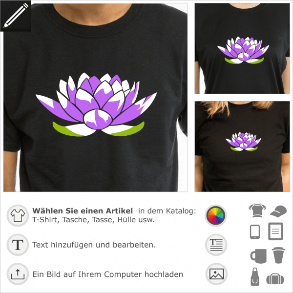 Lotus Blume Design. 2 Farben Lotus Blume für T-Shirt Druck.