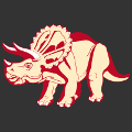 Triceratops T-Shirt, um selbst zu personalisieren. Dinosaurier in 2 kontrastierenden Farben und weißen Tönen.
