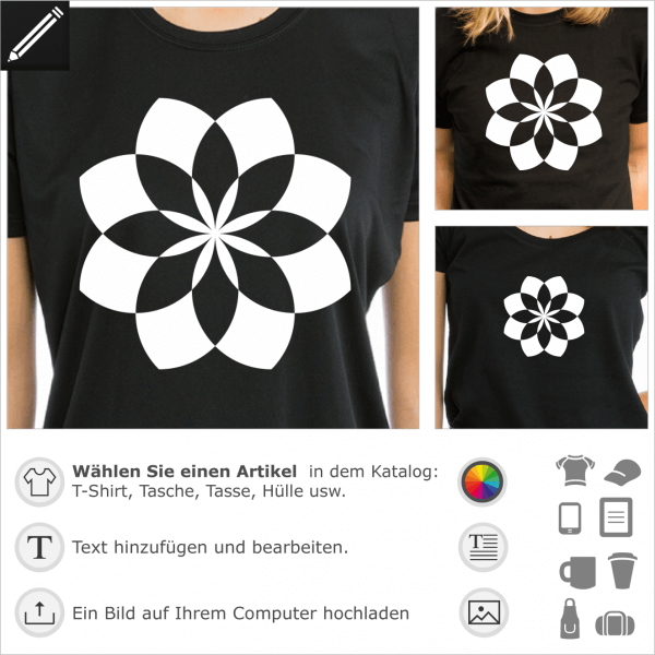 Lotusblüte Geometrisches Design für T-Shirts und Accessoires Druck. Gestalte einen Artikel mit diesem indischen Motiv.