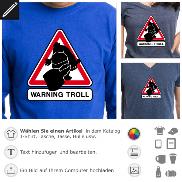 Warning Troll Verkehrsschild, Humour und Geek Straenschild