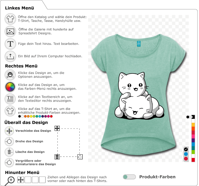 Kätzchen T-Shirt im Kawaii-Stil zu gestalten. Die Kätzchen sind eng beieinander. Lustige Katzen Design.