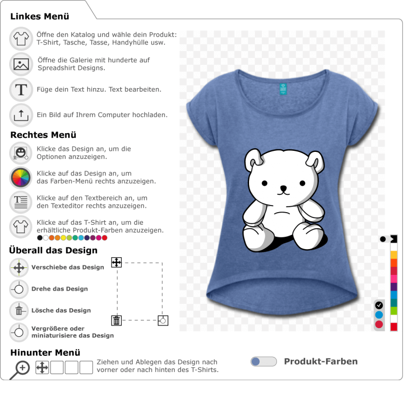 Kawaii Teddybär sitzt, um ihn individuell zu gestalten und online zu drucken. Design kawaii drei opake Farben.