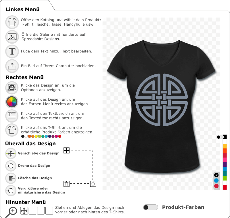 Keltisches Design in Form eines Kreises mit verschlungenen Strängen. Drucken Sie Ihr keltisches T-Shirt online.