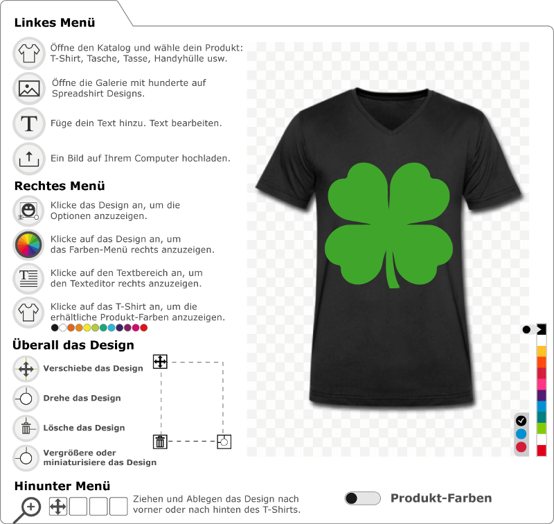 Individuelles vierblättriges Kleeblatt T-Shirt. Einfarbiger irischer Klee, der auf das T-Shirt für St. Patrick gedruckt werden soll.