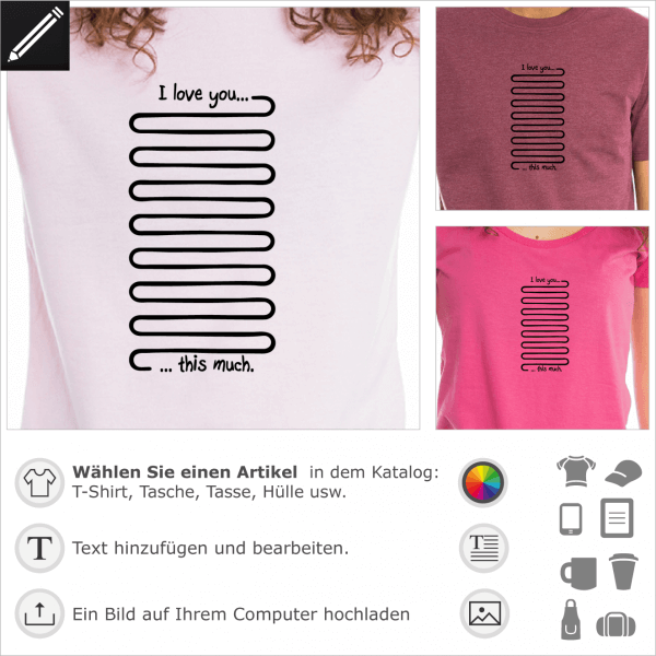 I love you this much Witz, personalisierbares Design für T-Shirt Druck.