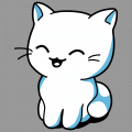 Lustiges undurchsichtiges Kawaii-Kätzchen. Gestalte 3 Farben, um sie anzupassen. Erstelle ein Katzen-T-Shirt.