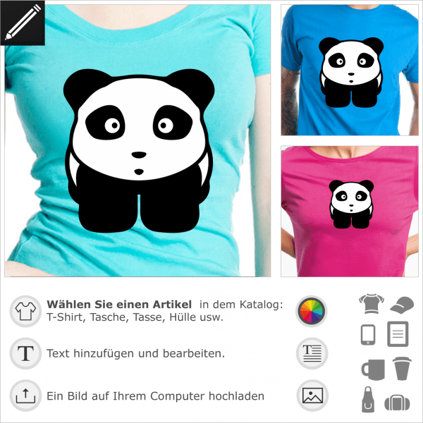 Panda in Anime-Stil, Süßes zweifarbiges Pandabär