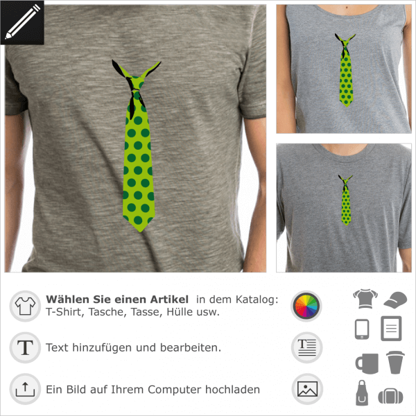 Gepunktete Krawatte Motiv für T-Shirt Druck. Gestalte ein T-Shirt mit dieser falschen Krawatte.