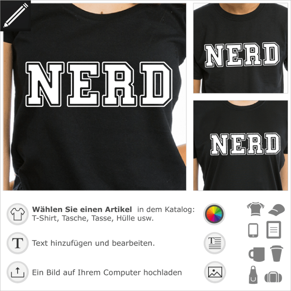 Nerd T-Shirt. Nerd im Buchstaben, ein Geek und Gaming Design zum gestalten.