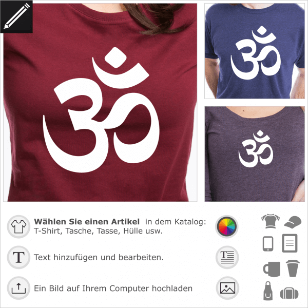Hinduismus, personalisierbares indisches OM Symbol für T-Shirt Druck.