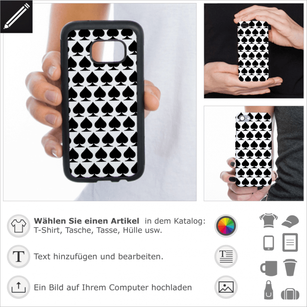 Pik Hintergrund design für Handy Hülle. Personalisiere deine Handy Hülle oder iPhone Case mit dem Pik Symbol von Poker Spielkarten.