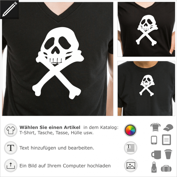 Pirat Harlock Design. Harlock Piratenflagge anpassbares Design für T-Shirt Druck.