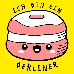 Sprüche T-Shirt, Ich bin ein Berliner, JFK Zitat mit einem Berliner Kawaii-Donut zur individuellen Gestaltung.