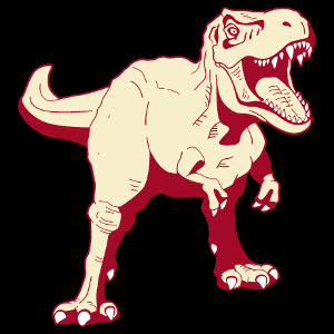 Dinosaurier T-Shirt selbst gestalten. Blauer T-Rex mit weißen Tasten für Online-Druck.