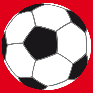 Fußball-Design wird auf T-Shirt gedruckt. Einfacher Ballon, der in einfarbigen Farben und Linien von drei anpassbaren Farben gestaltet ist.