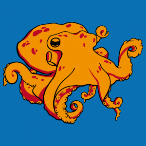 Kraken T-Shirt, um es online zu personalisieren. Stilisierter Oktopus in 3 Farben gezeichnet.