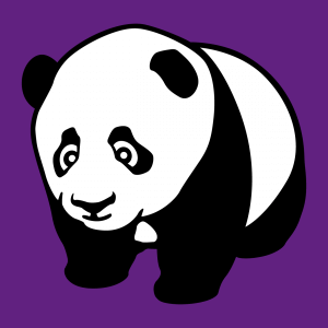 Panda-T-Shirt. Panda steht auf allen Vieren.  Baby Panda Design in zwei Farben zum personalisieren und online drucken von T-Shirts, Bechern und Tasche