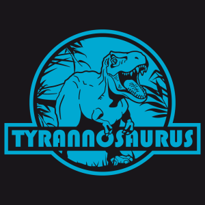 Gestalte dein originelles Dinosaurier-T-Shirt mit diesem stylischenT-rex auf einem roten, runden Hintergrund.
