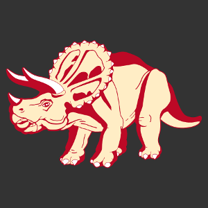 Anpassbares triceratops T-Shirt. Dinosaurier im Profil gezeichnet. T-Shirt-Druck ab 1 Stuck