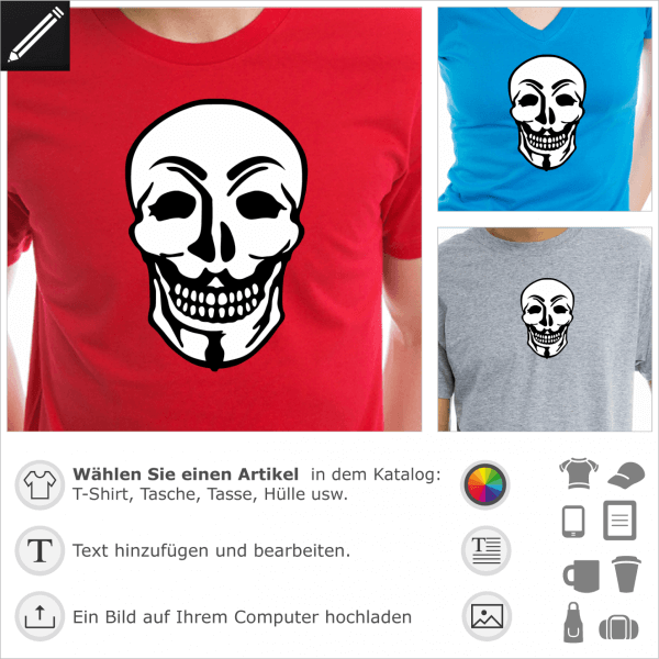Anonymous Maske Totenkopf Mashup. Gestalte ein T-Shirt Geek und Anonymous.