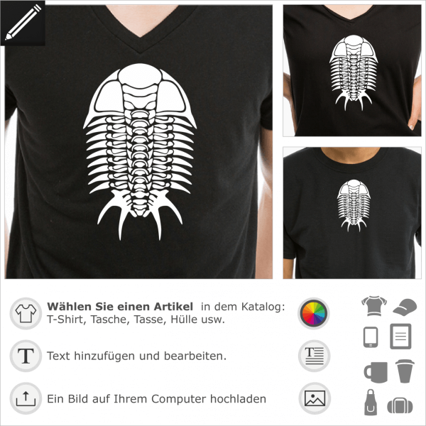 Trilobit Skelett, unifarbes Fossil Monster Design