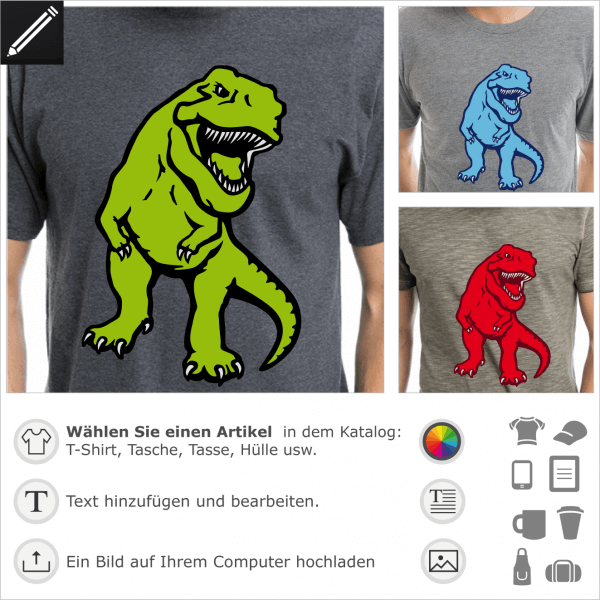 Dinosaurier T-Shirt, stilvolles undurchsichtiges T-Rex mit anpassbaren Farben zum Online-Drucken.
