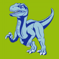 Anpassbares Dinosaurier-T-Shirt, mit einem Velociraptor im Vollgas, entworfen in 3 Farben.
