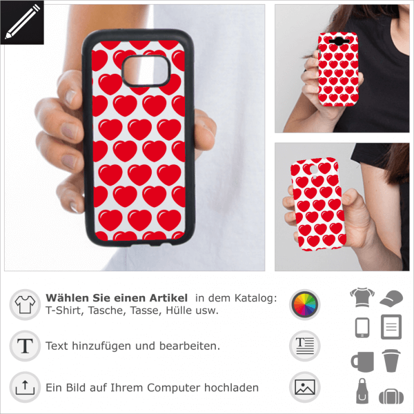 Runde Herzen Design für iPhone Hülle und Handy Case. 1 Farbe rundliche Herzen mit Schimmern personalisierbares Design.