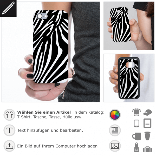 Zebra breite Streifen personalisierte Design für iPhone Hülle. Gestalte eine Handy Hülle mit diesen Streifen.