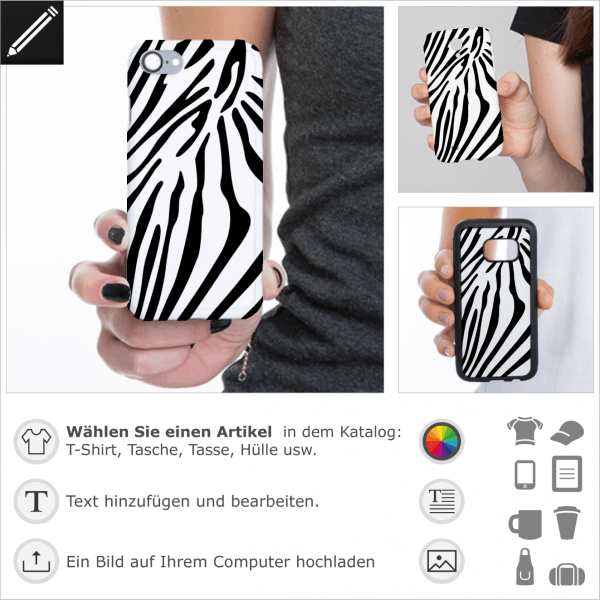 Zebra Streifen für Handy Hülle Druck. Personalisiere eine iPhone Hülle mit diesem Zebra Design.
