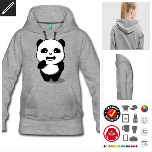 Lustiger Panda Kapüzenpullover selbst gestalten. Online Druckerei
