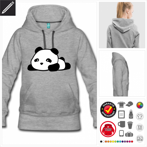 graues Panda kawaii Sweatshirt personalisieren