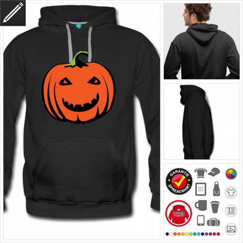 schwarzes Halloween Hoodie selbst gestalten. Online Druckerei