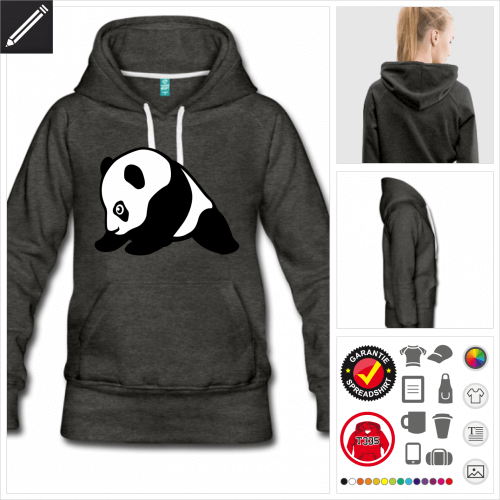 schwarzes Panda Hoodie online Druckerei, höhe Qualität