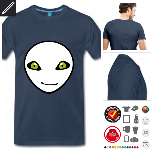 royalblaues Aliens T-Shirt selbst gestalten. Online Druckerei