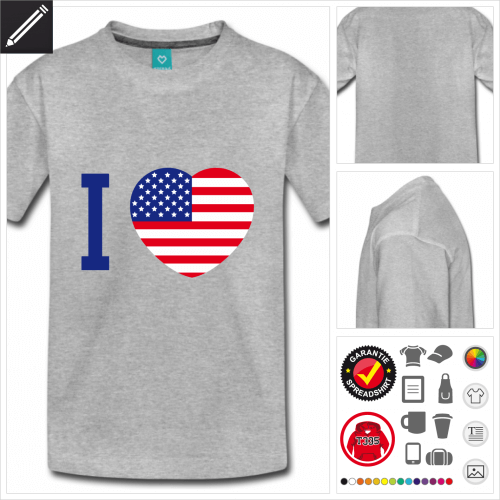 basic Flagge Amerikas T-Shirt gestalten, Druck ab 1 Stuck