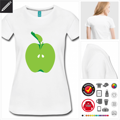 Apfel T-Shirt selbst gestalten. Druck ab 1 Stuck