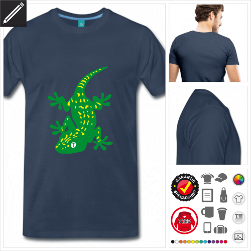 royalblaues Reptilien T-Shirt online gestalten