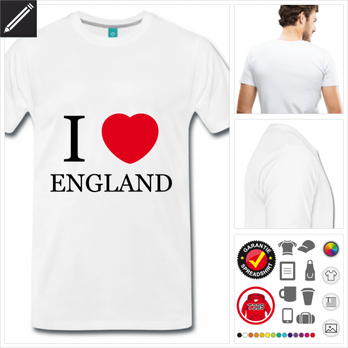 Mnner I love England T-Shirt online Druckerei, hhe Qualitt