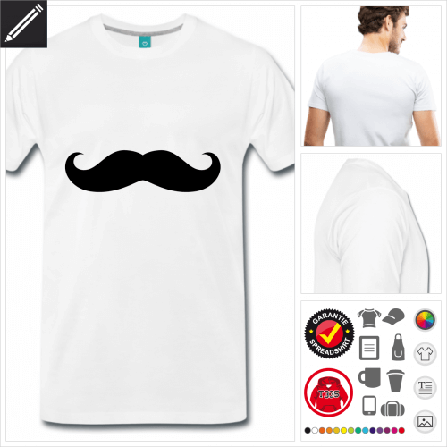 Moustache T-Shirt online Druckerei, höhe Qualität