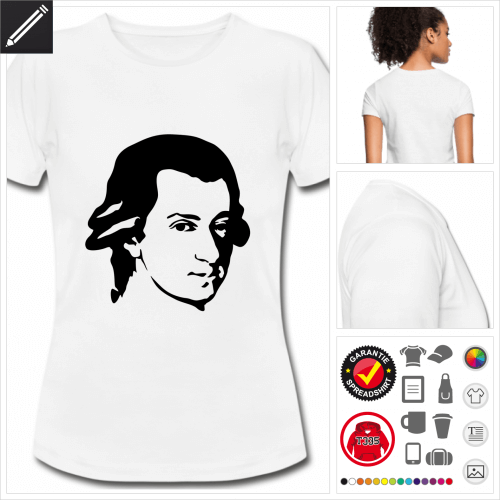 weisses Mozart T-Shirt selbst gestalten. Online Druckerei