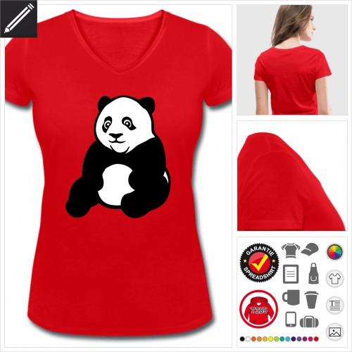 Frauen Panda sitzend T-Shirt online zu gestalten