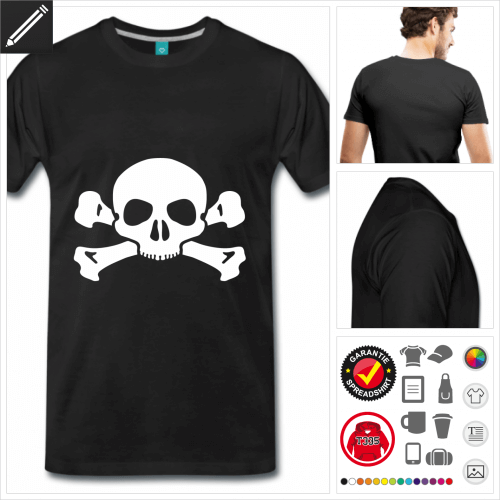 Männer Piratenflagge T-Shirt selbst gestalten. Online Druckerei