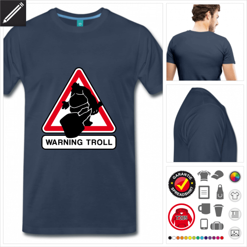 Troll Verkehrsschild T-Shirt basic online Druckerei, hhe Qualitt