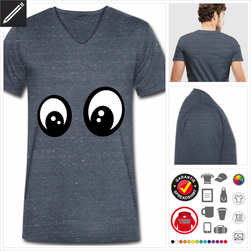 V-Ausschnitt Emoji T-Shirt online Druckerei, höhe Qualität