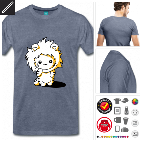 Kätzchen Löwen Kapuze Kurzarmshirt online gestalten