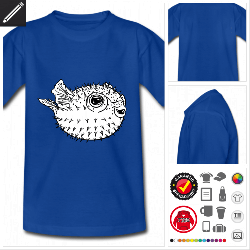 blaues Kugelfish T-Shirt online gestalten