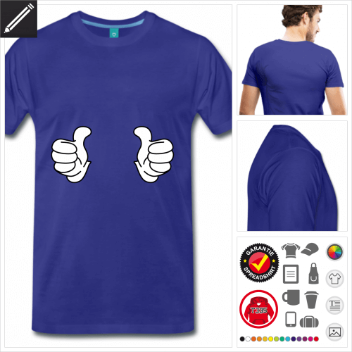 Mnner Thumbs up T-Shirt selbst gestalten. Online Druckerei