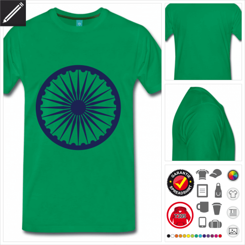 basic Indien T-Shirt gestalten, Druck ab 1 Stuck